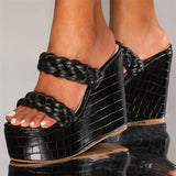 Style Open Toe Wedges Shoes For Women Slippers Handmade Weave Strap Summer Platform High Heels Sandals MartLion   