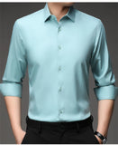 Mulberry Silk Shirt Men's Long Sleeved Spring and  Casual Solid Color Thin Formal No Iron Shirts MartLion   