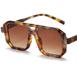 Candy Color Sunglasses Unisex Double Beam Anti-UV Spectacles Square Eyeglasses Google MartLion leopard as picture 