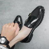 Men's formal shoes Split leather dress Slip loafers Elegant Social Mart Lion   