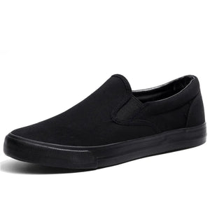 Slip-on Shoes Cool Young Men's Street Pure Black Footwear Breathable Flat Casual MartLion   