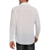  Men's Mesh Transparent Baggy Shirt Top Long-Sleeved V-Neck  Single Breasted Sheer Chiffon Shirt Tops Clothing MartLion - Mart Lion
