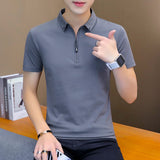 Summer Men's Tshirts Summer Cotton Short Sleeve Turn-down Collar Korean Style Mart Lion Darkgrey T-shirt M 46-56 KG China