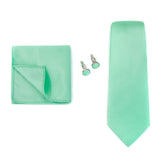Solid Colors Ties Handkerchief Cufflink Set Men's 7.5cm Slim Necktie Set Party Wedding Accessoreis Gifts MartLion THC-34E  