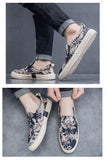 Men's Casual Shoes Summer Breathable Fabric Slip-on Loafers Street Trend Flower Print Fisherman Mart Lion   