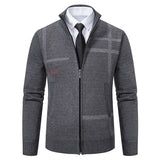 Men's Knit Jacket Fleece Cardigan Zipper Sweater Clothes Luxury Brown Jersey Casual Warm Jumper Harajuku Coat MartLion DARK GRAY 8932 M 50-62KG 