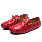Patent Leather Loafers Men's Dress Shoes Footwear Moccasins Driving Office Peas Black MartLion 2281 Red 46 