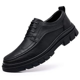 British Style Casual Shoes Men's Leather Lace-up Work Zapatos Hombre MartLion black 6617 38 CHINA