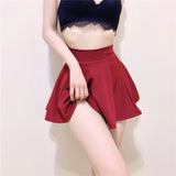 Women's Basic Skirt  Mini Pleated Skirt Red Black Waist Short Skirt Without Lining MartLion   