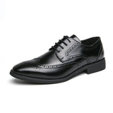 Men's Genuine Leather Oxford Derby Handmade Brogue Shoes Office Formal Wedding Luxury Dress MartLion 8738 Black 38 