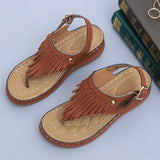 Fringe Wedges Sandals Women Clip Toe Back Strap Platform Summer Light Beach Shoes MartLion   