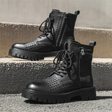 Men's English Style Thick Sole Design Men Boots  Layer Leather Casual Boots