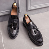 Men's Sequined Tassel Shoes Handmade Retro Soft Non-slip Loafers Casual Leather Mart Lion   