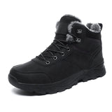 snow boots men winter boots keep warm plush boots hiking boots men casual shoes men mountain snow boots MartLion black 40