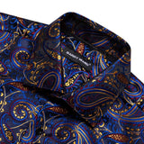 Luxury Silk Men's Shirts Long Sleeve Silk Blue Gold Red Paisley Spring Autumn Slim Fit Blouses Casual Lapel Tops Barry Wang MartLion   