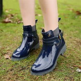 Rain Boots Women Leather Pu Ankle Bootie Waterproof Rubber Walking Shoes Girls Ladies Winter Outdoor Rainy Da MartLion   