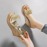 Summer diamond flower wedge sandals transparent sponge platform platform slippers women high heels MartLion   