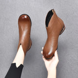 Ankle boots ladies England ladies autumn winter short women casual comfort artificial leather shoes MartLion   