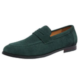 Flats Men's Solid Suede Casual Shoes Soft Loafers Slip-on Lightweight Driving Flat Heel Footwear MartLion green 39 