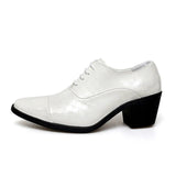Classic Red Dress Shoes Men's Height-increasing High Heels Leather Wedding Elegant Party MartLion White 830 38 CHINA