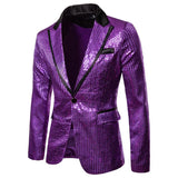 Men's Clothing Blazer Jacket Sequins Eurocode Dress Coat Casual Top Handsome Masculino Jackets MartLion purple S 