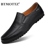 Genuine Leather Men's Casual Shoes Soft Loafers Moccasins Breathable Slip on Black Driving MartLion   