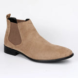 Men's frosted suede Chelsea Boots square toe autumn shoes with stylish MartLion   