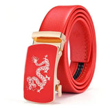 Sky Blue Automatic Buckle Belt for Both Men's and Women Gold Silver Belts 100cm-125cm MartLion Red long 3.5cm 110cm CHINA