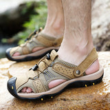 Summer Genuine Leather Men's Sandals Mesh Beach Sandal Handmade Casual Shoes Platform Outdoor Water Sports Sneakers Mart Lion   