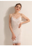 Summer  Lace Silk Nightgown Women V-neck Sleeveless Short Mulberry Silk Thin Slip Underdress MartLion   