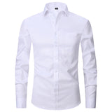 Men's Classic French Cuffs Solid Dress Shirt Fly Front Placket Formal Business Standard-fit Long Sleeve Office Work White Shirts MartLion S06 65-70 KG 41 CHINA