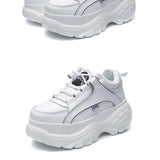 Thick-soled Sneakers Harajuku Retro Old Platform Shoes Casual Breathable Increased White Shoes Femme MartLion   