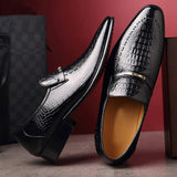 Men's Casual Shoes Classic Low-Cut Embossed Leather Dress Loafers Mart Lion   