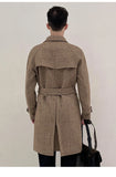 Classic Thousand Bird Plaid Wool Coat Medium Long Double breasted British Style Detachable Down Tank Coat Men's MartLion   