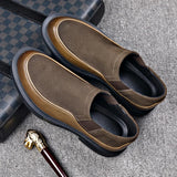 Autumn Winter Cow Leather Shoes for Men's Casual Designer Suede Platform Solid Color Loafers MartLion   