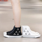 Canvas Shoes Inner Zipper Casual Women's Shoes Triangular Belt with Drilled Holes Short Boots Sneakers Women MartLion   