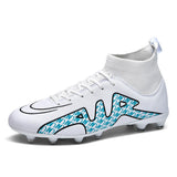 Society Soccer Cleats Soccer Shoes Men's Training Sport Footwear Professional Field Boot Fg Tf Soccer Mart Lion WhiteBlue cd Eur 36 