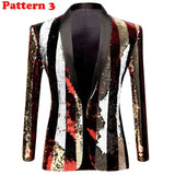 Stylish Vertical Striped Sequin Blazer Jacket Men's Shawl Lapel One Button Glitter Blazers Wedding Party Dinner Homme MartLion Pattern 3 US XS 