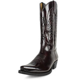 Mid-calf Boots Woman Side Zipper Pointed Western Retro Black Hombre MartLion   