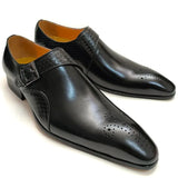Deluxe Men's Loafers Shoes Blue Black Breathable Leather Handmade Genuine Leather Slip-On Monk Dress Men's MartLion black 39 