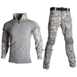 Tactical Uniform with Elbow Knee Pads Camouflage Tactical Combat Training Shirts Pants Sets Airsoft Hunting Clothing Suit MartLion acu S 