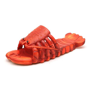 Lobster Slippers Men's Funny Animal Summer Flip Flops Cute Beach Shower Casual Shoes Women Unisex Soft Home MartLion Dark Red 46-47 