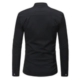 Men's Ruffle Tuxedo Dress Shirts Slim Fit Long Sleeve Stand Collar Prom Performing Wedding Chemise Homme MartLion   
