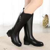 Women's Leather Female Ladies Boots Platform Snow Wool Plush Fur Warm Winter Mid Heel Zipper MartLion