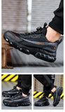 Rotating Button Men Safety Shoes Protective Sneakers Steel Toe Cap Anti-smash Work Shoes Indestructible Boots MartLion   