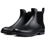 Crestar Women Chelsea Rain Boots Basic Shiny Ankle Waterproof Shoes with Elastic Band Non-slip MartLion Matte Black2 36-foot 22cm 