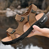 Beach Shoes Summer Cow Leather Men's Sandals MartLion   