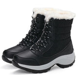 Women Boots Waterproof Winter Shoes Snow Platform Keep Warm Ankle Winter With Thick Fur Heels MartLion black 43 