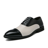 Golden Sapling Casual Shoes Men's Patchwork Leather Oxfords Dress Flats Leisure Office Formal Wedding MartLion Black 48 