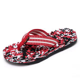 Summer Camouflage Beach Flip Flops for Men's Lightweight Outdoor Slipper Non-slip soles Mart Lion Red 37 